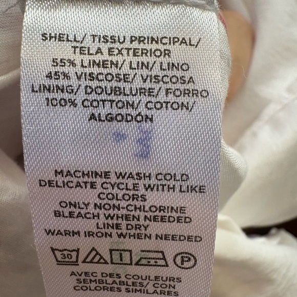 Ann Taylor Floral Linen Blend 3/4 Sleeve Shift Dress sz SP NWT pink/ white - Picture 8 of 9